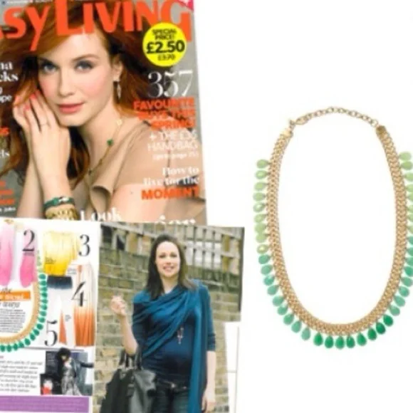 Stella & Dot | Emerald Green Ombré + Gold Contessa Jade Statement Neckla… - Picture 4 of 8